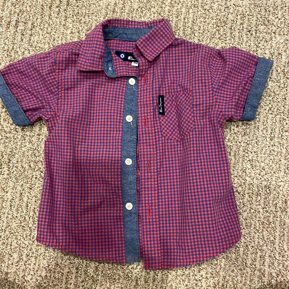 Ben Sherman red and jeans color button down shirt